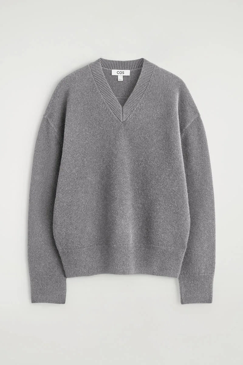 Rounded Wool V-Neck Sweater by COS