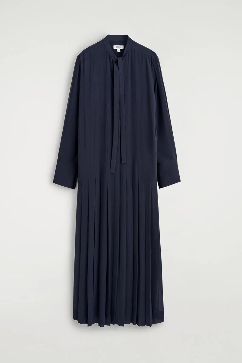 Pleated Bow-Detail Midi Shirt Dress by COS