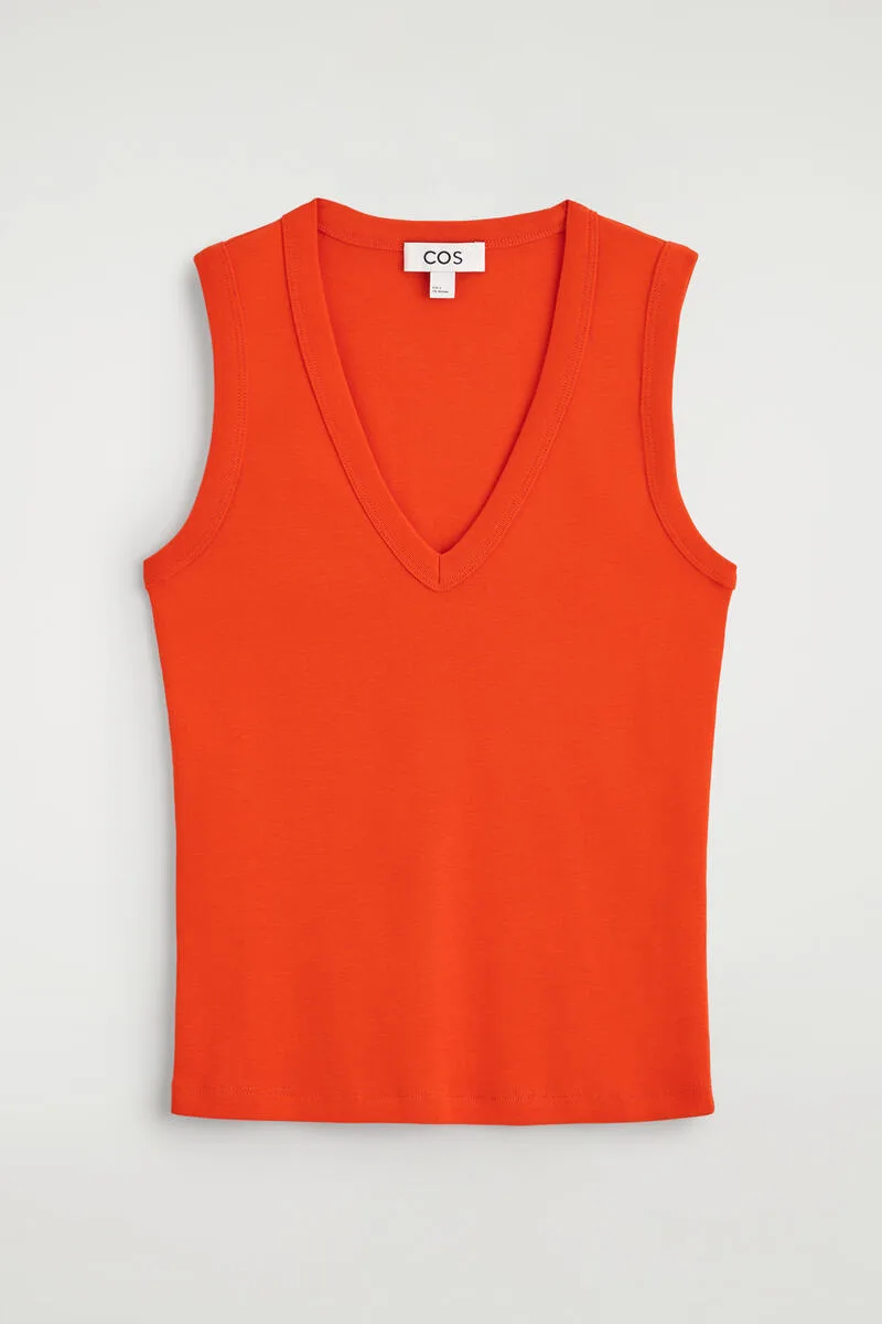 Cotton V-Neck Tank Top by COS