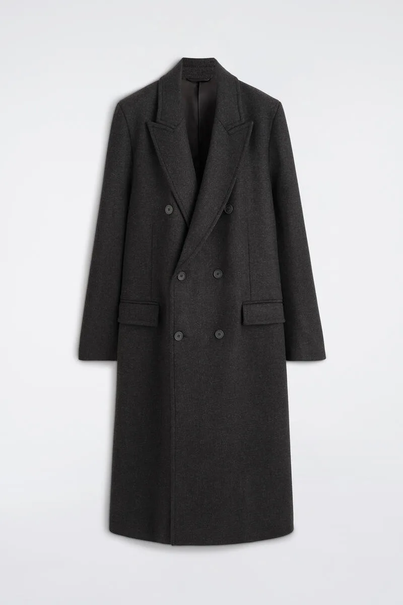 Double-Breasted Wool-Blend Long Coat