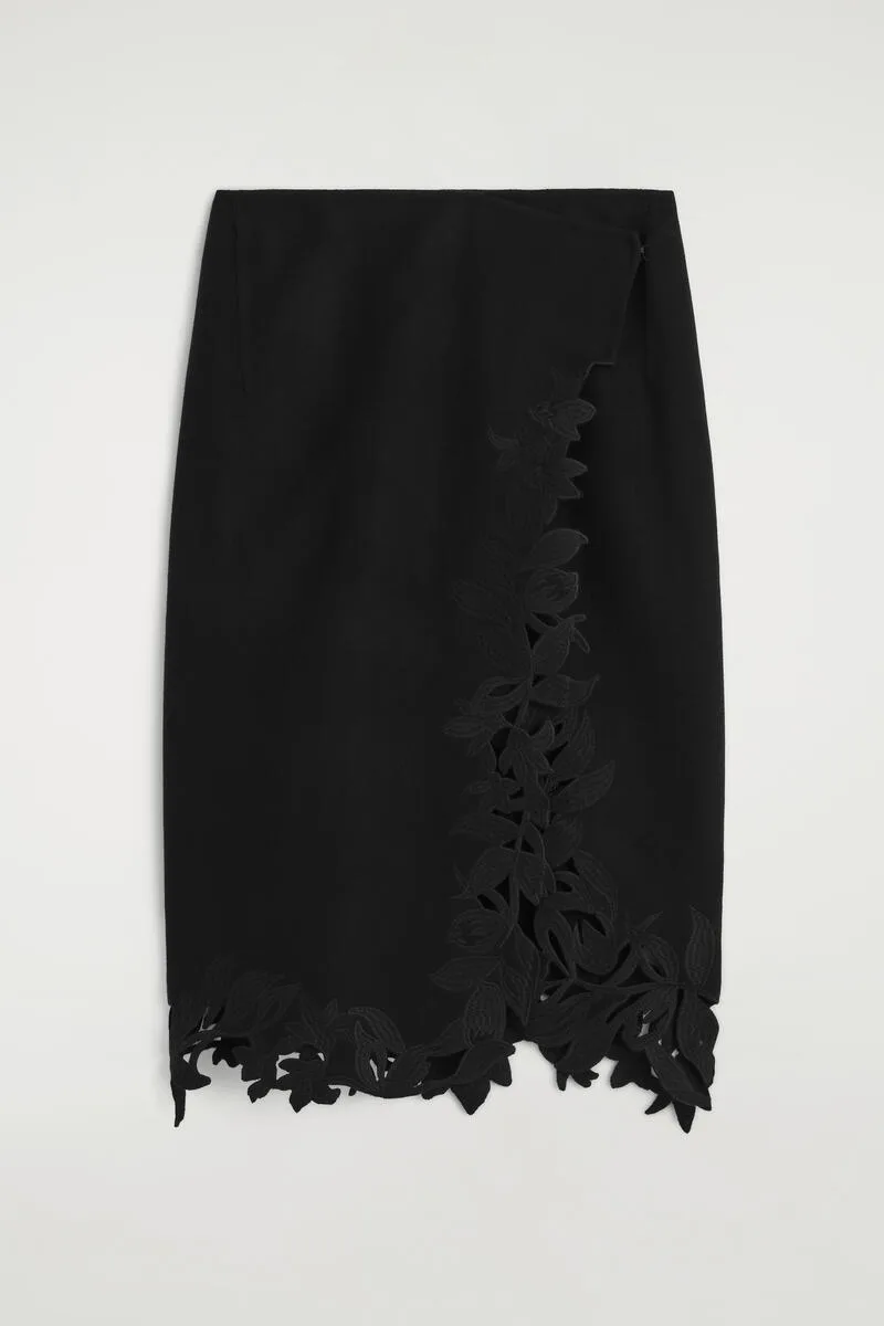 Embroidered Double-Faced Wool Wrap Skirt by COS