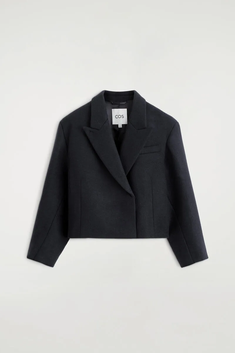 Oversized Cropped Boiled Wool-Blend Blazer by COS