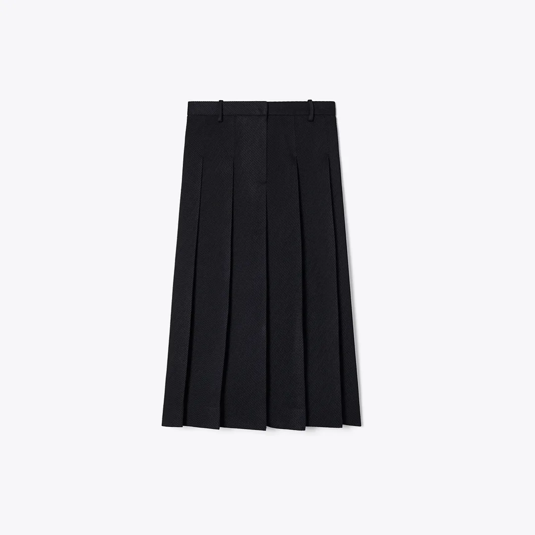 Tailored Twill Pleated Skirt