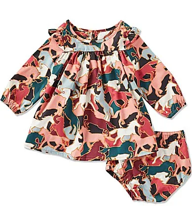 Long Sleeve Multi Horse Print Dress Diaper Cover by Wrangler