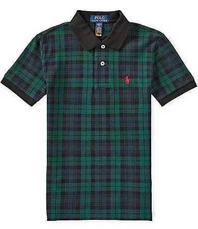 Short Sleeve Plaid Cotton Mesh Polo by Polo Ralph Lauren