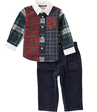 Long-Sleeve Plaid Fun Shirt Corduroy Pant Set by Ralph Lauren