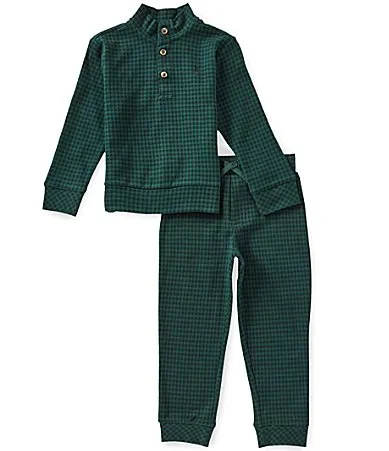 Long Sleeve Plaid Estate Ribbed Pullover Matching Pants 2-Piece Set by Polo Ralph Lauren