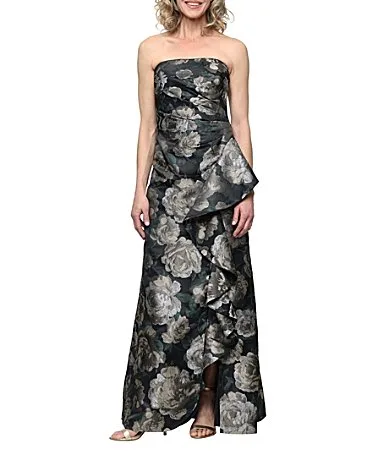 Strapless Jacquard Gown by Alex Evenings