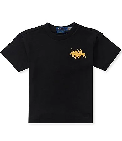 Short Sleeve Big Fit Triple Pony Cotton Tee by Polo Ralph Lauren