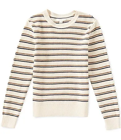 Horizontal Stripe Thermal Crew Neck Sweater by Scene&heard