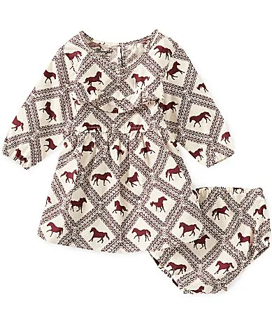 Long Sleeve Graphic Horse Print Dress Diaper Cover by Wrangler