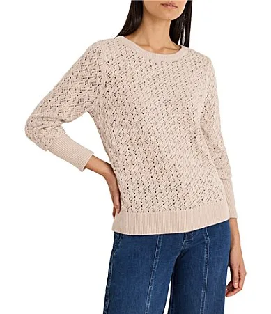 Ribbed Crew Neck Long Sleeve Sterling Stitch Sweater by NIC + ZOE