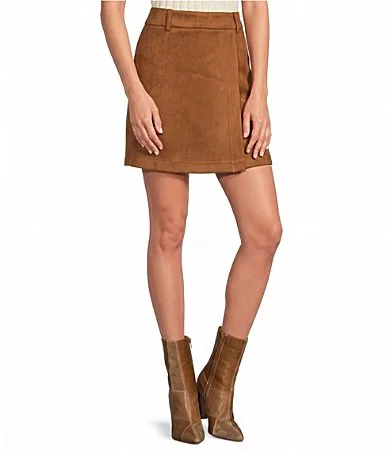 Suede Wrap Mini Skirt by A Loves a