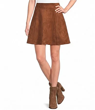 Suede A-Line Coordinating Mini Skirt by Le Alx