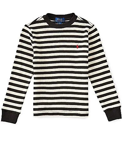 Long Sleeve Striped Waffle Knit T-Shirt by Polo Ralph Lauren