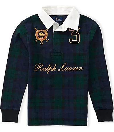 Long Sleeve Double Pony Plaid Rugby Shirt by Polo Ralph Lauren