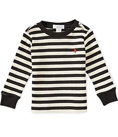Long-Sleeve Striped Waffle-Knit T-Shirt by Ralph Lauren