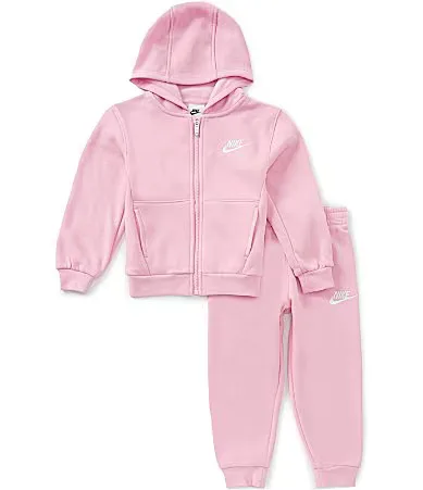 Long Sleeve Club Full Zip Up Hoodie Joggers Set by Nike