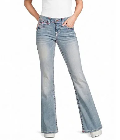 Becca Mid Rise Super T Flap Bootcut Jeans by True Religion
