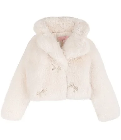 Faux Fur Rhinestone Bow Jacket by Juliettenyc