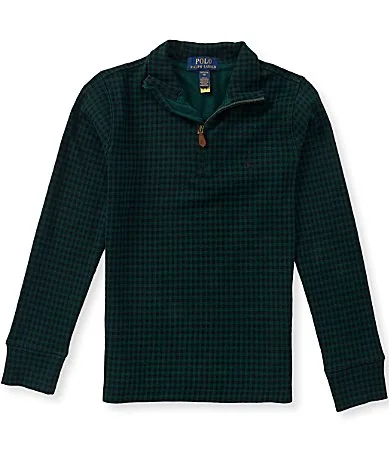 Plaid Estate Ribbed Micro Holiday Quarter Zip by Polo Ralph Lauren