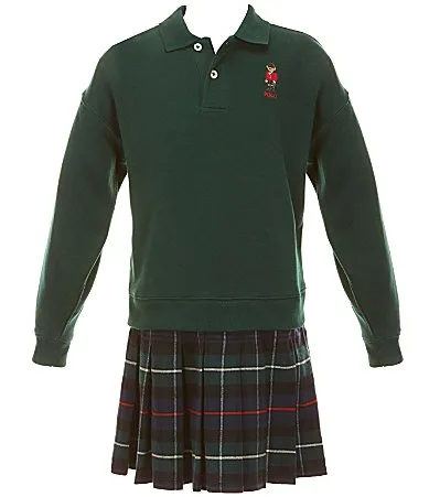 Long Sleeve Polo Bear Pleated-Skirt Dress by Polo Ralph Lauren