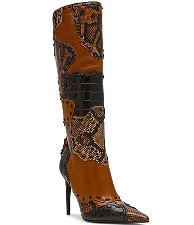 Revive Snake Print Patchwork Tall Boots by Steve Madden