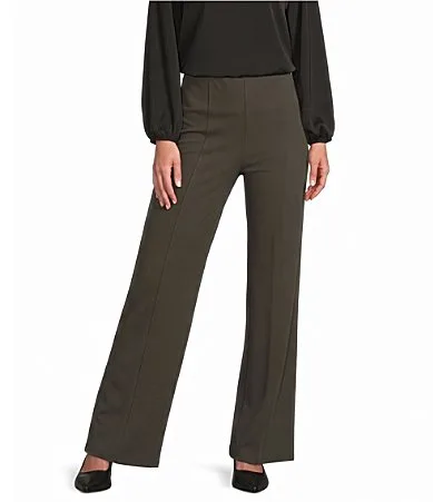 The Slim Factor Fit Stretch Ponte Knit No Waist Slim Straight Pants by Investments