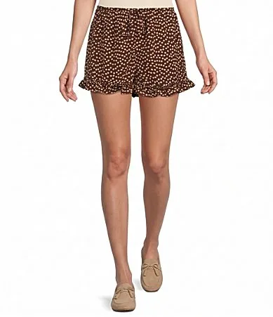 Dotted Print Ruffle Shorts by Things Between