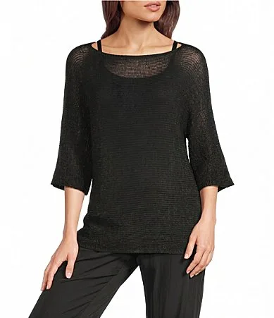 Double Knit Turtle Neck 34 Sleeve Sweater Top by M Made in Italy