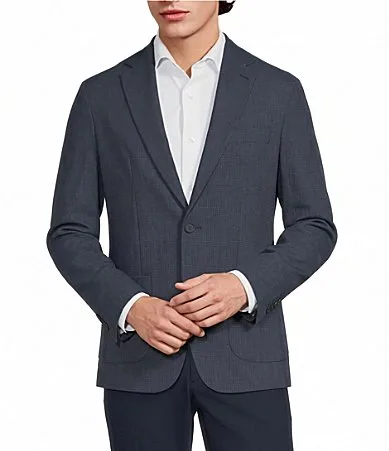 Collezione Coordinating Slim Fit Glen Plaid Knit Travel Suit Separates Blazer by Murano
