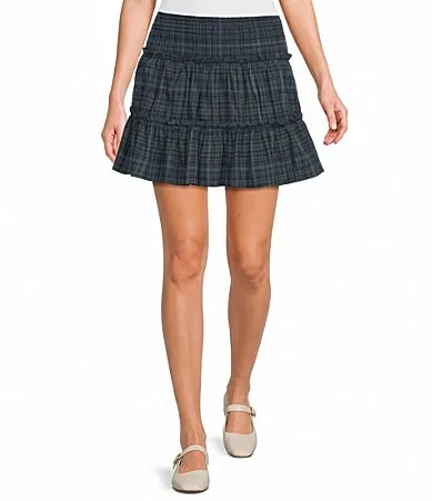 Plaid Ruffle Skirt by Evolutionary