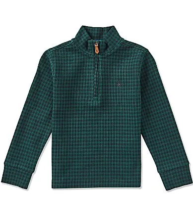 Long Sleeve Plaid Estate Ribbed Quarter Zip Pullover by Polo Ralph Lauren