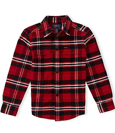 Long Sleeve Plaid Brushed Oxford Work Shirt by Polo Ralph Lauren
