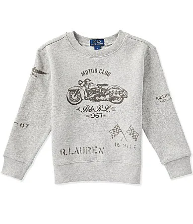 Long Sleeve Motorcycle Print Fleece Sweatshirt by Polo Ralph Lauren