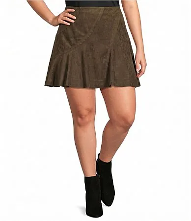 Aje Faux Suede Paneled A-Line Mini Skirt by Ciebon