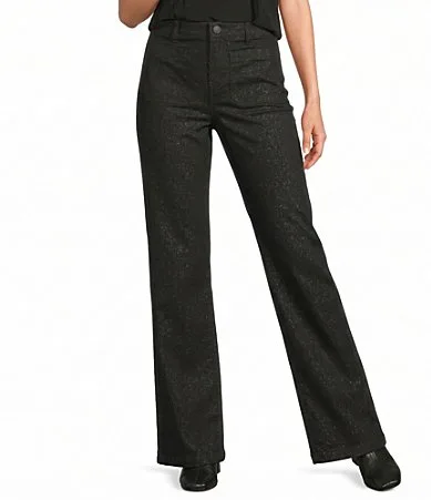 Perfect Fit Glitter High Rise Full Length Straight Leg Coated Denim Pants by Gibson & Latimer