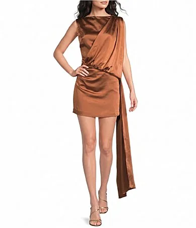 Zimelle Sash Satin Mini Dress by Elliatt