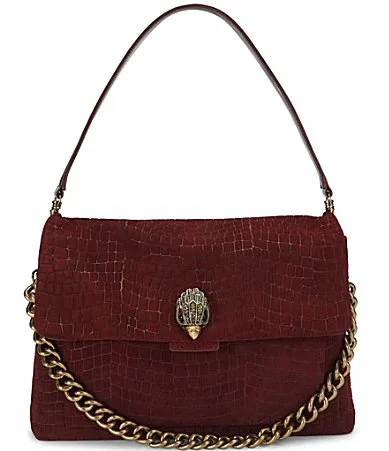 London Celia XL Leather Croc Double Chain Handle Shoulder Bag by Kurt Geiger