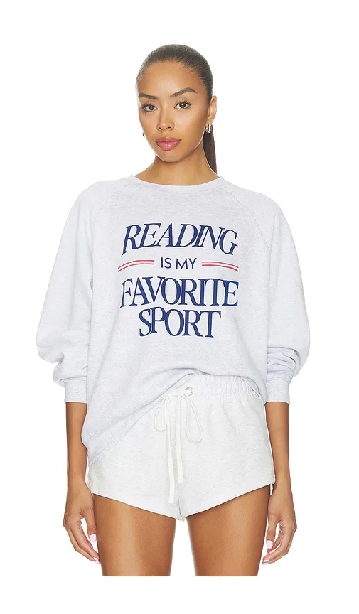 Reading Is My Favorite Sport Raglan Crew Sweater by Sunny Somewhere