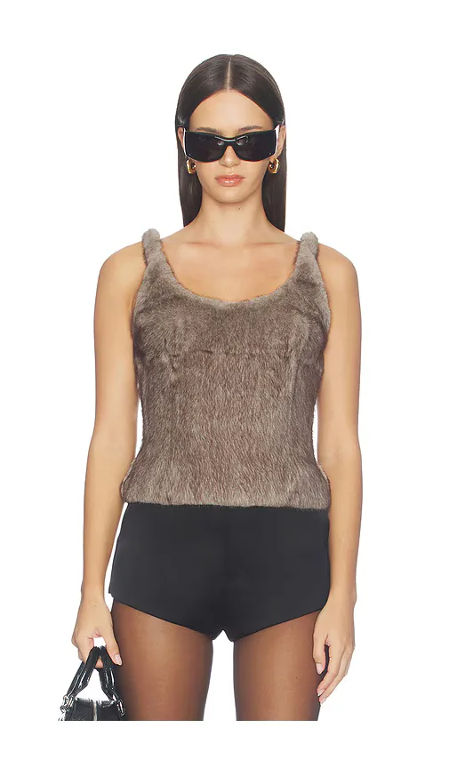 Faux Fur Fitted Tank Top by Alexander Wang