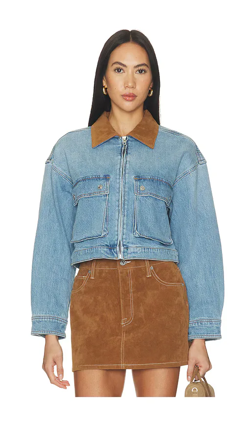 The Denim Swing Cropped Jacket by GOOD AMERICAN
