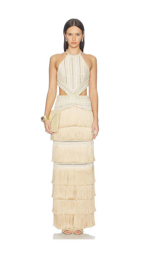 Petal Fringe Long Dress by PatBO