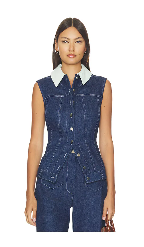 Collared Button Down Vest Top by Matthew Bruch