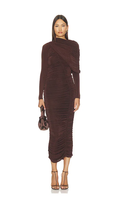 Melina Gathered Midi Dress by Bardot