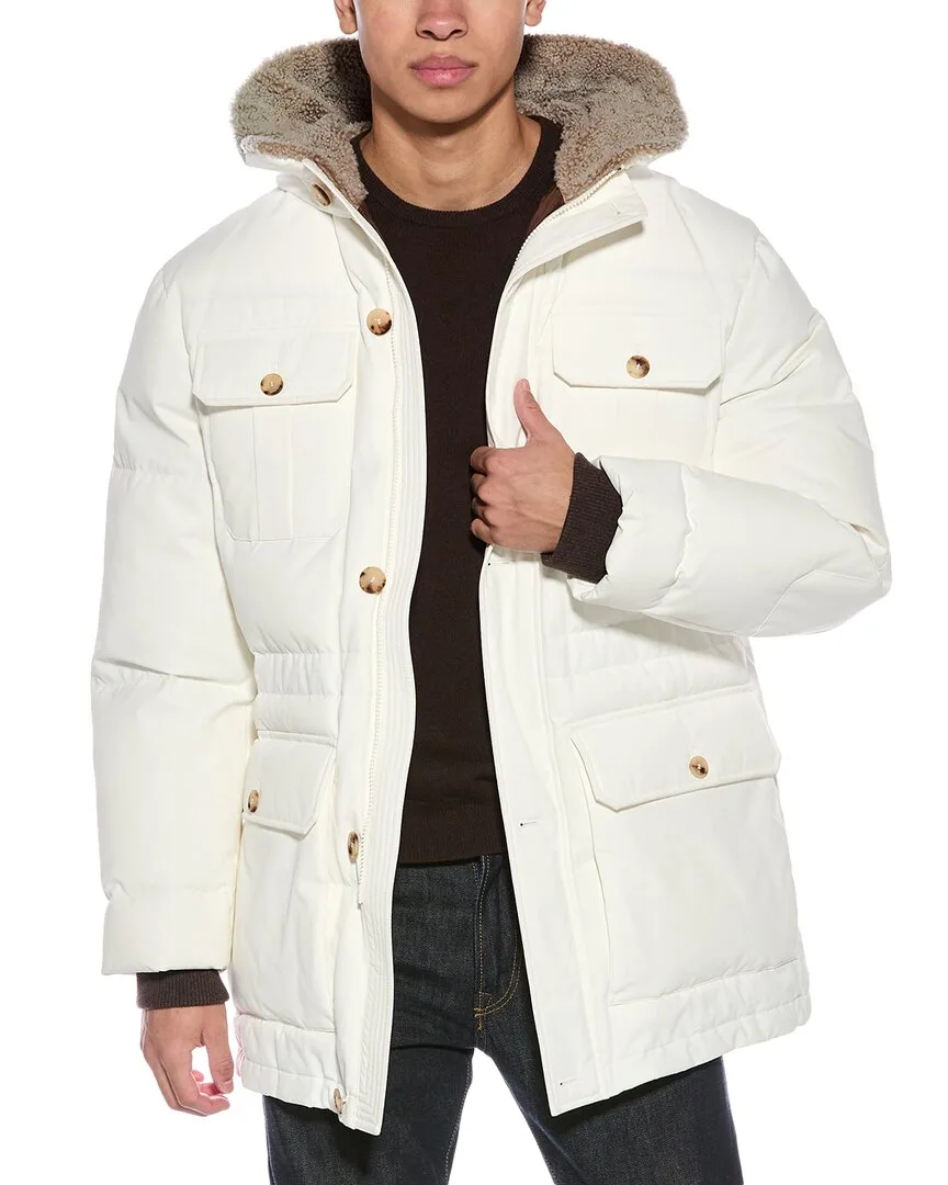Quilted Down Coat by Brunello Cucinelli