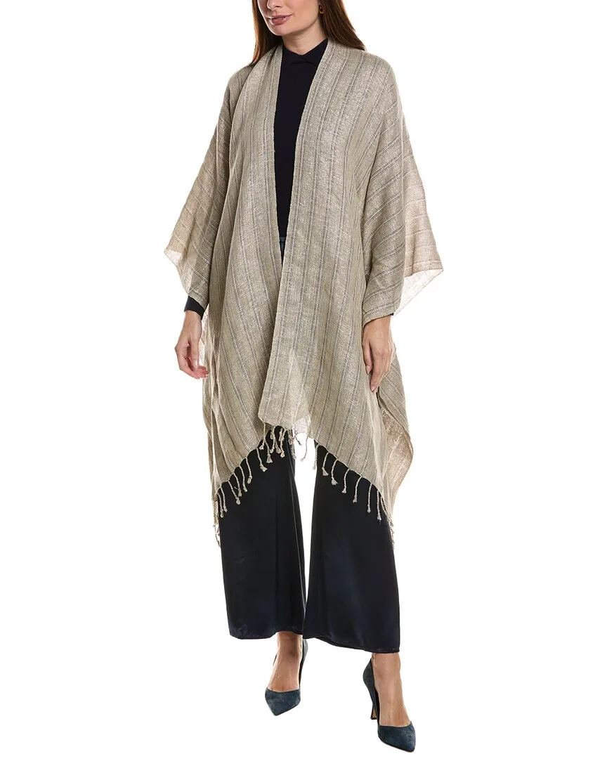 Open Front Linen-Blend Poncho by Brunello Cucinelli
