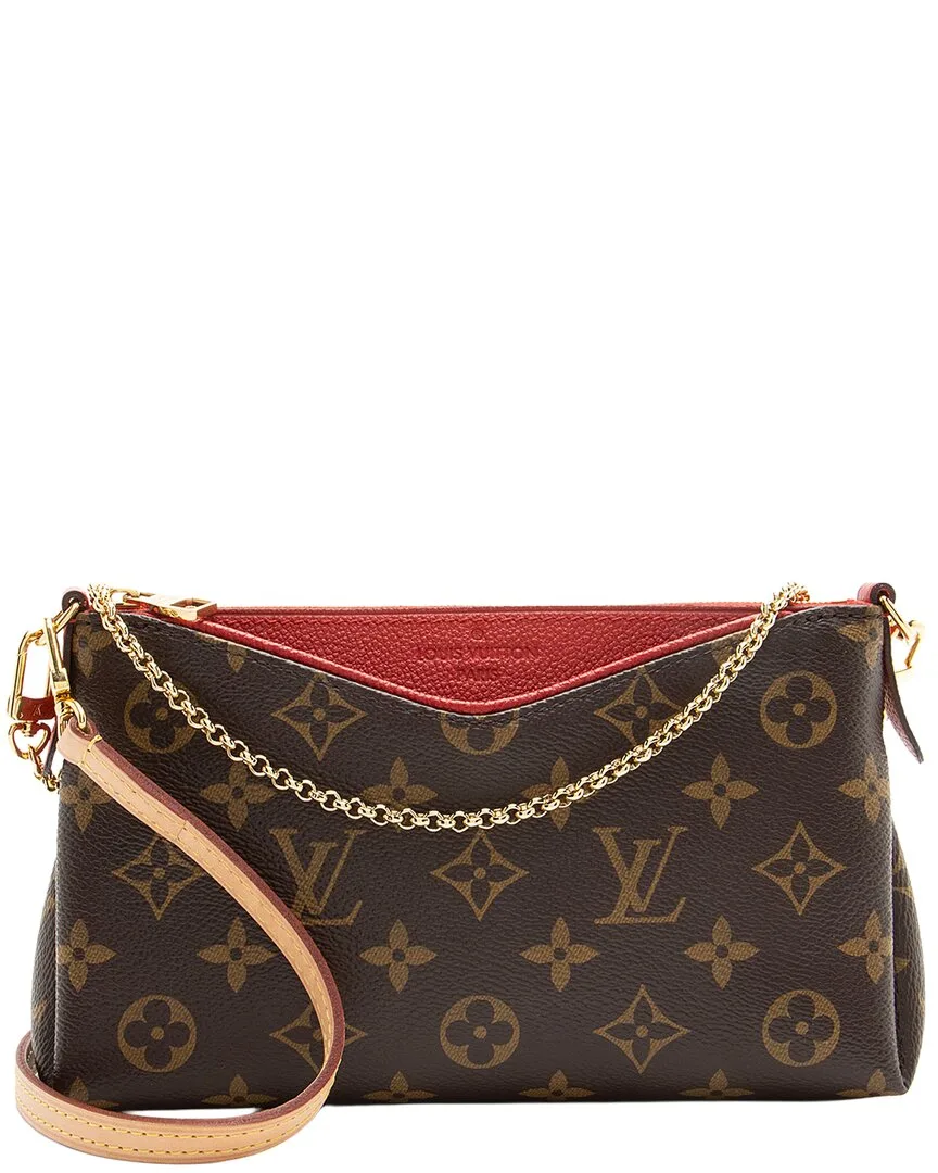Brown & Red Monogram Canvas Pallas Clutch (authentic Pre-Loved)