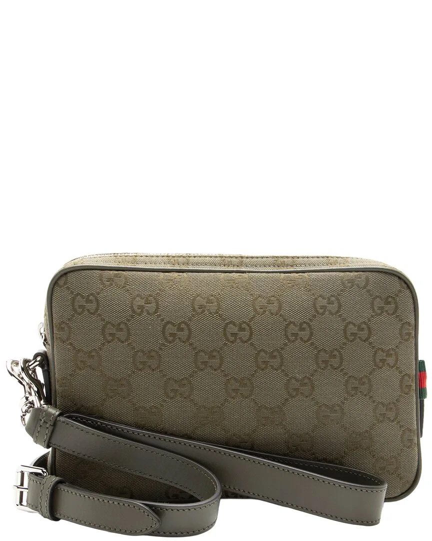 Green Gg Canvas & Leather Web Loop Small Crossbody (authentic Pre-Loved) by Gucci