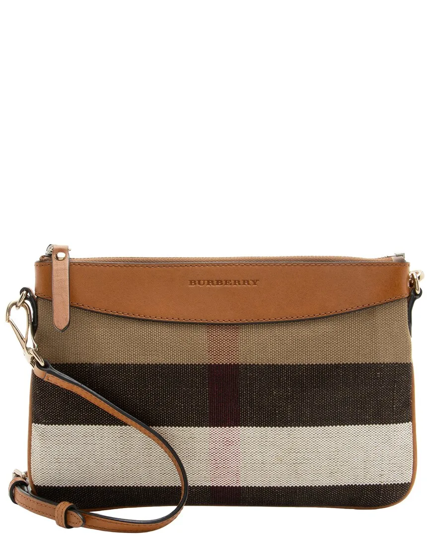 Beige & Brown Canvas & Leather Peyton Clutch (authentic Pre-Loved) by Burberry